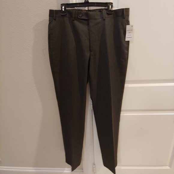 Ralph Lauren Polo Pants Mens 36 x 32 Gray flat front Slacks Polyester Cotton NEW - Picture 1 of 6